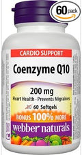 Webber Naturals Coenzyme Q10 200 mg 60 softgels Bonus Size
