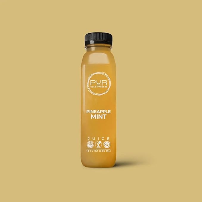 PUR Cold-Pressed Juice – Mini Harmony 3 Day Cleanse – Greens Blue Chia and Pineapple Mint Juices plus Vanilla Almond Nut Mylk with Plant-Based Protein – Non-GMO Pressed at Source – 12 Bottles
