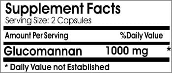 Glucomannan 1000mg // 90 Capsules // Pure // by PureControl Supplements