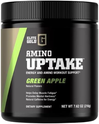 Elite GolElite Gold Amino Uptake Green Apple Amino Acid Supplement Increase Energy Support Muscle Recovery Beta Alanine L Citrulline (30 Servings)