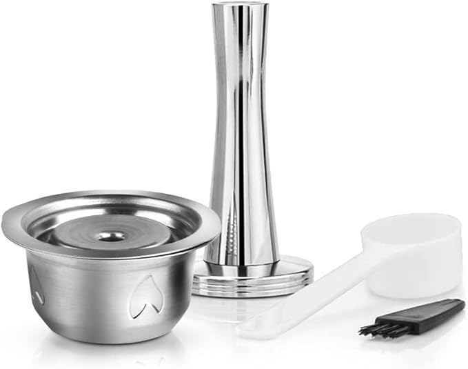 Stainless Steel Metal Coffee Capsule Compatible with Nespresso Vertuoline Pod Holderfit for Vertuolline GCA1 ENV135 (BIG CUP 8OZ with Tamper)