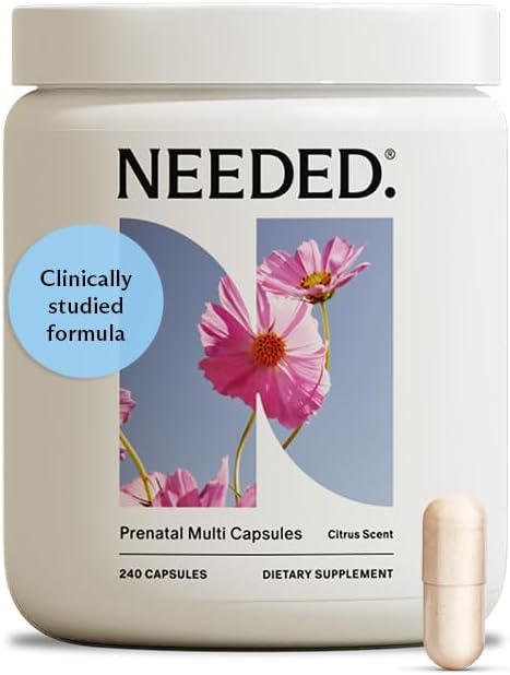 Needed. Prenatal Multivitamin with Citrus Scent Insert - Complete Prenatal Multi for Before During &amp After Pregnancy - 26 Optimal Nutrients Including Choline Vitamin B &amp Folate - 30 Day Su
