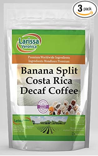 Banana Split Costa Rica Decaf Coffee (Gourmet Naturally Flavored Whole Coffee Beans) (4 oz ZIN: 546992) - 3 Pack