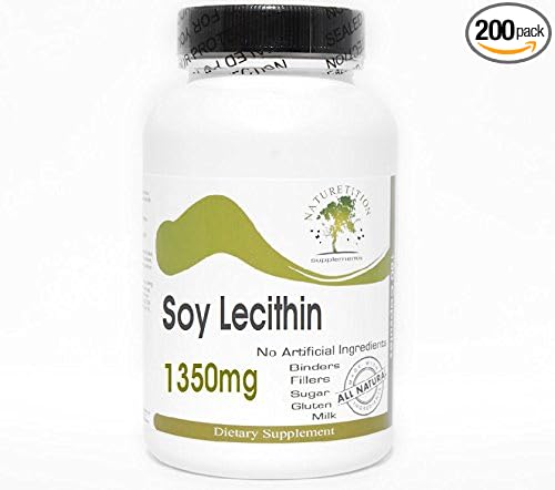 Soy Lecithin 1350mg ~ 200 Capsules - No Additives ~ Naturetition Supplements