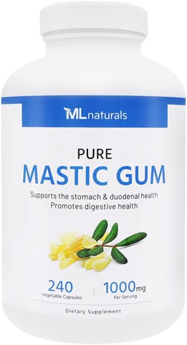 ML Naturals Mastic Gum 1000mg (Per Serving) – 240 Vegan Capsules – Supports Digestive &amp Stomach Health