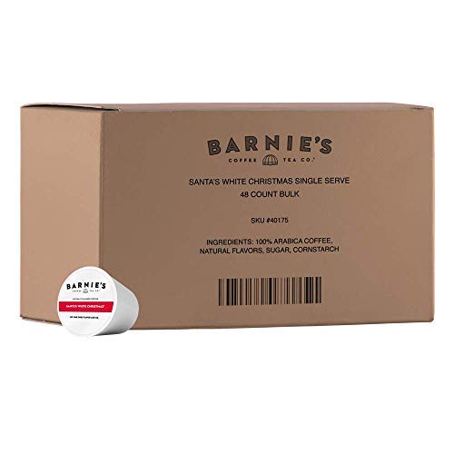 Barnie's Santa's White Christmas Coffee Pods Compatible with Keurig Brewers - A Festive Holiday Coffee Blend of Coconut Vanilla and Caramel Flavors - 48 count