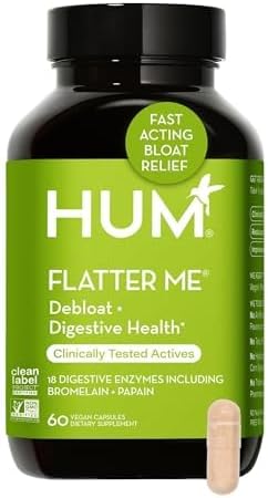 HUM Flatter Me Digestive Enzymes for Women &amp Men Digestive Health Bloating Supplement with Ginger &amp Peppermint Leaf Fast Acting Anti Bloat Pills Multi Enzyme for Debloating Vegan 60 Capsul