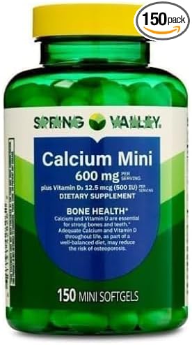 Calcium Plus Vitamin D3 150 Mini Softgels | Calcium Supplement | softgels | Calcium 600 mg with Vitamin d3 | Calcium Carbonate 600 mg 150 Mini Softgels Sticker