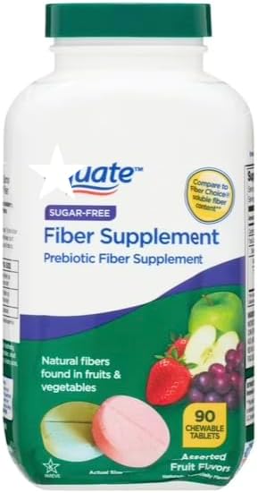 Daily Fiber Supplement Chewable Tablets – 90 Count Sugar-Free Chews for Women and Men High Fiber Content Assorted Fruit Flavors Chewable Tablets for Adults. (Pack of 1)