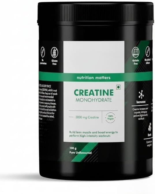 Creatine Monohydrate Performance Booster|Provides Energy Support for WorkoutHelps in Muscle Repair&ampRecoveryImproveslean Muscle Mass|100% Vegan|Pack of 33 Servings|100 GramsPowder