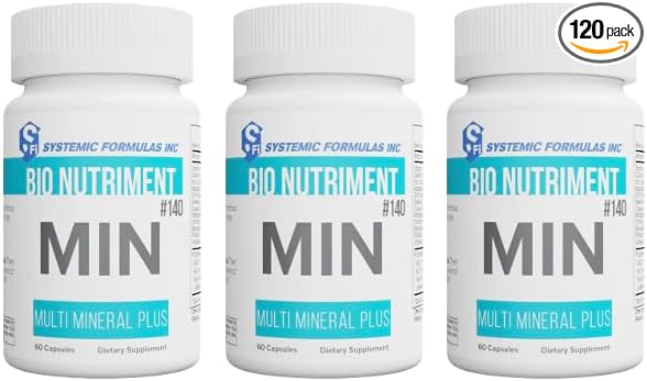 Systemic Formulas MIN #140 Multi Mineral Plus – 60 Capsules | Essential Mineral Complex for Daily Wellness Cellular Replenishment &amp GeoMetal™ Keychain Pill Holder (Pack of 3)