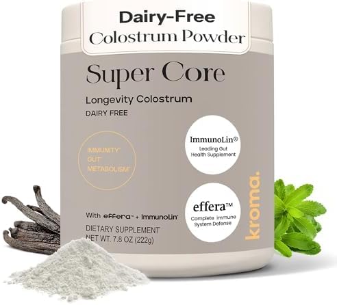 KROMA. ImmunoLin® IgG Powder – Dairy-Free Colostrum Alternative for Gut &amp Immune Support | Lactoferrin (effera™) + HMOs | Vegan Non-GMO | Unflavored | 60 Servings