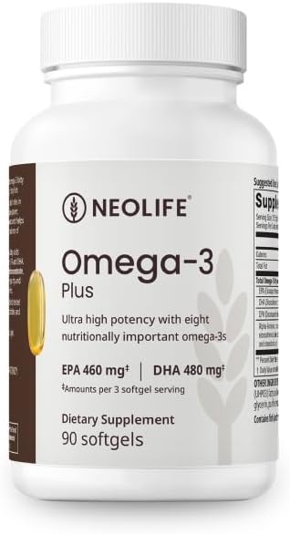 NeoLife Omega-3 Fish Oil Plus 90 Softgels Omega 3 Supplement for Women &amp Men 1070mg Fish Oil Fatty Acid per Serving EPA DHA DPA Wild-Caught Supplements
