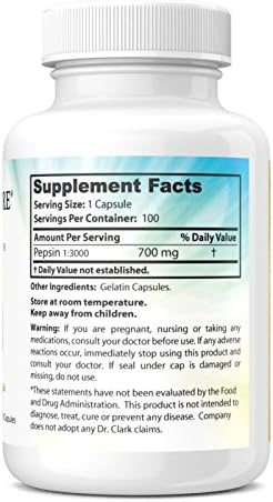 Dr. Clark Pepsin Supplement 700mg 100 Gelatin Capsules