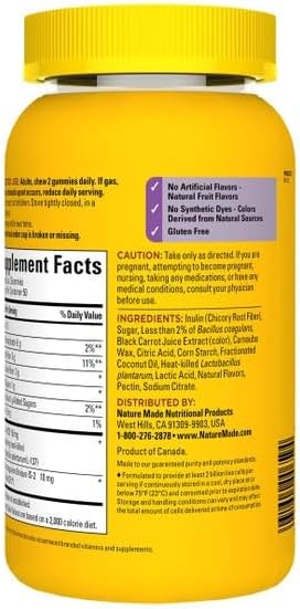 Nature Made Triple Action Biotic Gummy 100 Gummies Combined Prebiotic Probiotic and PostBiotic 50 Day Supply