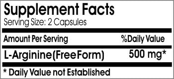 L-Arginine 500mg // 200 Capsules // Pure // by PureControl Supplements