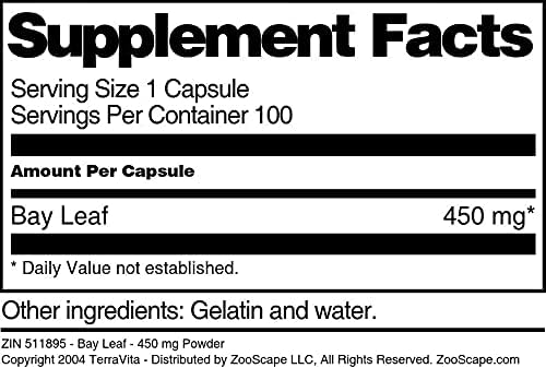 Bay Leaf - 450 mg (100 Capsules ZIN: 511895) - 3 Pack