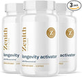 Zenith Labs Longevity Activator Anti-Aging Supplement Dietary Supplement Natural Antioxidants with Resveratrol - Supports Immune Function and Healthy Memory 3 Pack