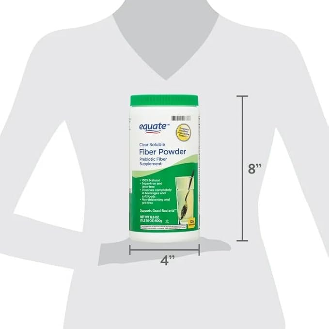 Equate Clear Soluble Fiber Powder Prebiotic Supplement 17.6 oz 125 Servings Sticker
