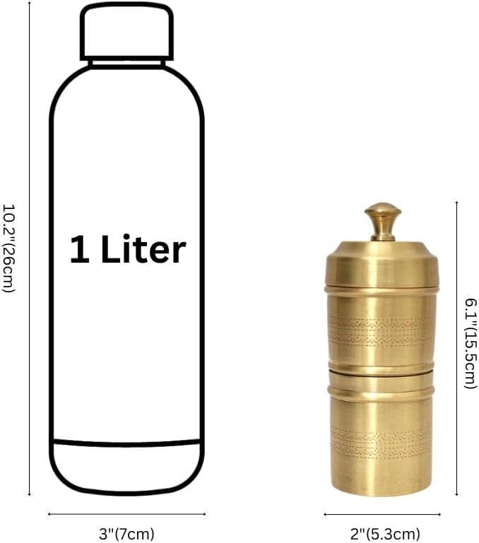 NATRIEL Traditional Brass Filter Coffee Maker Brass South Indian Drip Sytle Decoction Liquid Maker Coffee Filter Vessel Utensil Kumbakonam Degree Coffee Filter For Home (Option-02)