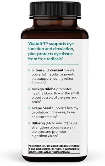 Visibili-T - Vitamin Supplement for Eye Health &amp Vision Support - Carrot Root Chromium Bilberry Ginkgo Biloba Grape Seed Extract Lycopene Vitamin A Lutein &amp Zeaxanthin - 60 Capsules (Pa