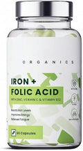 Iron + Folic Acid Supplement with Zinc Vitamin C &amp Vitamin B12 | 60 Veg Capsules | SupportsImmunity and Energy | Enhances Iron Absorption| for Both Men &amp Women