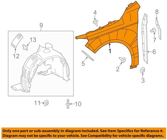 Compatible with 14-19 Mercedes CLA45 AMG/CLA250 2.0L Front Fender Quarter Panel Steel Right Side
