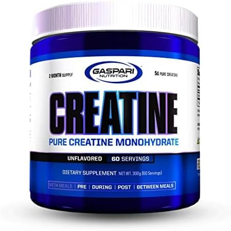 Gaspari Nutrition Pure Creatine Monohydrate 5g of Pure Creatine Boost Muscle and Size (Unflavored 60 Servings)