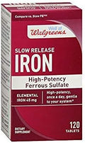 Walgreens Iron Slow Release High Potency Ferrous Sulfate 45mg Tablets 120 ea