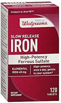 Walgreens Iron Slow Release High Potency Ferrous Sulfate 45mg Tablets 120 ea