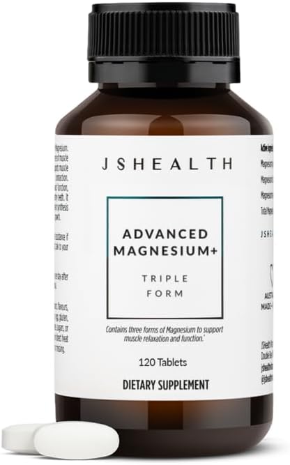 JSHealth Magnesium Supplement for Sleep. 400mg Triple-Form Glycinate Citrate Amino Acid Chelate. By Nutritionist Jessica Sepel (120 Tablets)