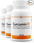 Stop Aging Now - Curcumin2K Formula with Bioperine - Brain &amp Heart Health Antioxidants &amp Joint Health Support - Turmeric &amp Black Pepper Extract - 60 Vcaps (3 Bottle Multi-Pack)