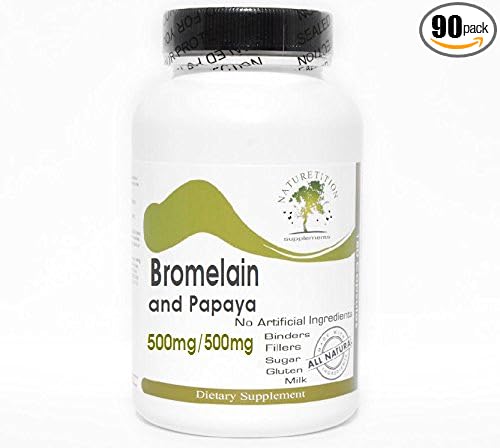 Bromelain 500mg and Papaya 500mg ~ 90 Capsules - No Additives ~ Naturetition Supplements