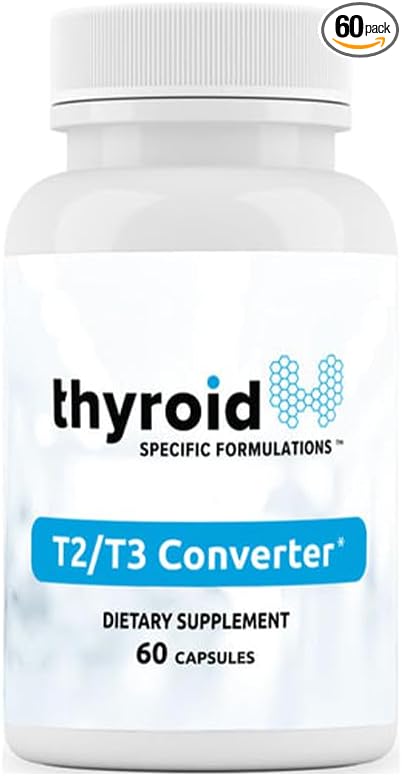 T2 T3 Conversion Booster - Thyroid Hormone Support for Hypothyroidism &amp Hashimoto's - Boost Metabolism &amp Energy - Reduce Reverse T3-60 Caps