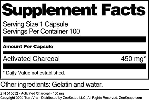 Activated Charcoal - 450 mg (100 Capsules ZIN: 510652)