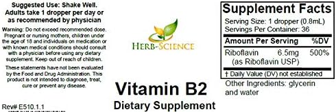 Vitamin B2 Supplement - Riboflavin Drops Liquid Extract - for Headache Relief Natural Energy - Support for Hair Skin Nail HealthCollagen Production - Non-Alcoholic - 1 Fl.oz.