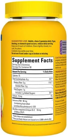 Nature Made Triple Action Biotic Gummy 100 Gummies Combined Prebiotic Probiotic and PostBiotic 50 Day Supply