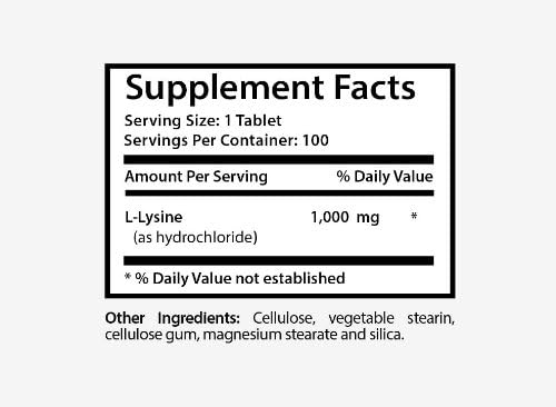 l lysine Vitamins Pills - L-LYSINE Pure and Potent INGREDIANES Immune System Booster Supports Calcium Absorption - Energy Boosting Vitamins 3B (300 Tablets)