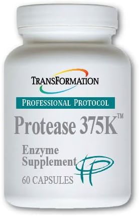 TRANSFORMATION THE GENESIS OF GOOD HEALTH Protease 375K Enzyme Blend Supplement High-Potency Formula for Protein Absorption &amp Gut Health Advanced Enzym Support Non-GMO 60 Capsules