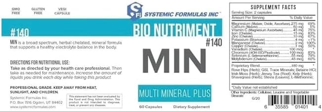 Systemic Formulas MIN #140 Multi Mineral Plus – 60 Capsules | Essential Mineral Complex for Daily Wellness Cellular Replenishment &amp GeoMetal™ Keychain Pill Holder