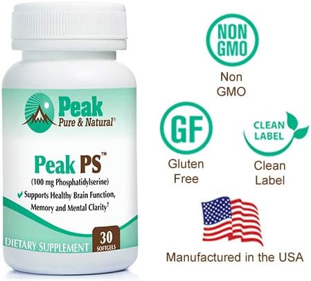 Peak Pure &amp Natural “Peak PS” Phosphatidylserine Brain Health Supplement - Soy-Free Nootropic for Memory Health - Supplement for Brain Health - 30 Count 100mg Softgels