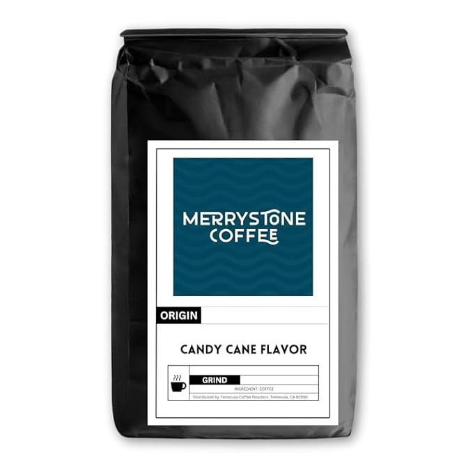 Merrystone Candy Cane Flavored Coffee Medium Roast Roasted to Order 2 Lb Standard Grind