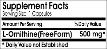 L-Ornithine 500mg ~ 200 Capsules - No Additives ~ Naturetition Supplements
