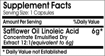Safflower Oil Linoleic Acid 6g // 100 Capsules // Pure // by PureControl Supplements