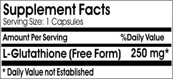 L-Glutathione 250mg ~ 200 Capsules - No Additives ~ Naturetition Supplements