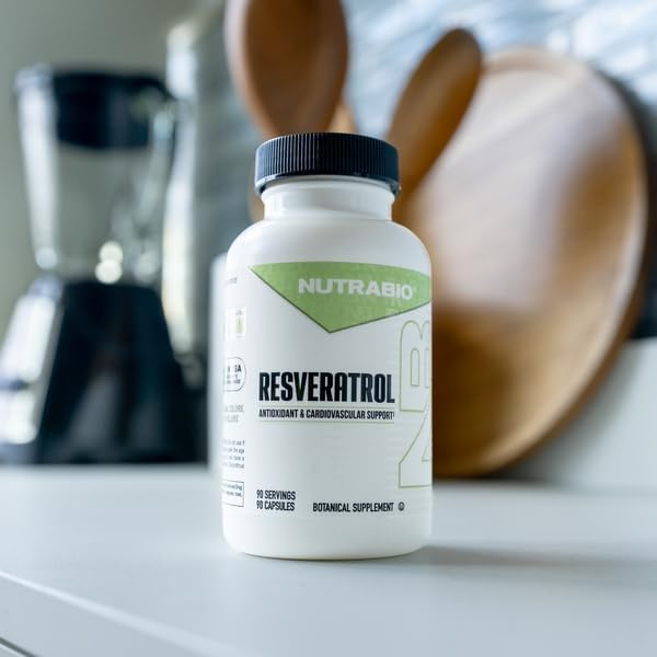 NutraBio 98% Pure Resveratrol Supplement 500mg - Standardized to 490mg Trans Resveratrol Heart Health and Antioxidant Defense - 90 Capsules - 90 Servings