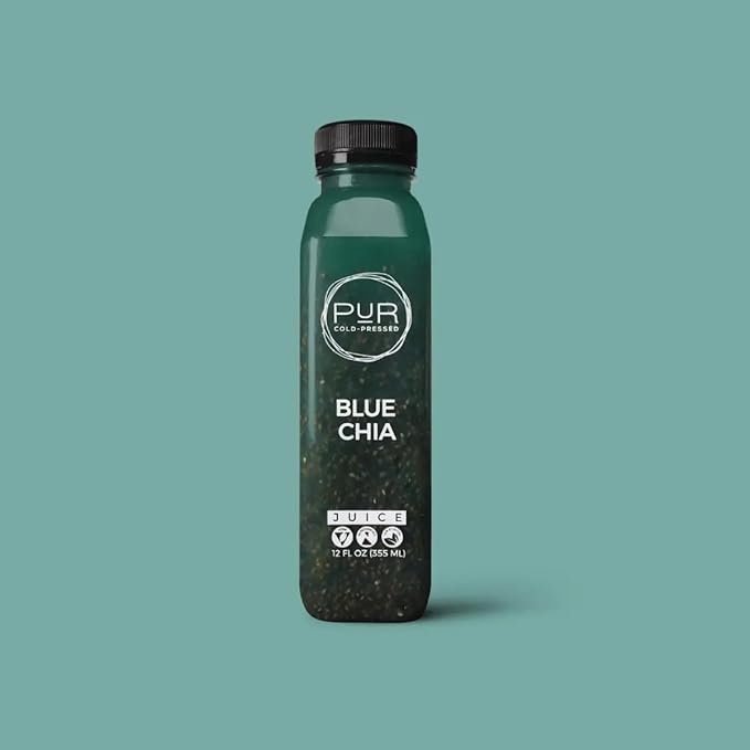 PUR Cold-Pressed Juice – Mini Harmony 3 Day Cleanse – Greens Blue Chia and Pineapple Mint Juices plus Vanilla Almond Nut Mylk with Plant-Based Protein – Non-GMO Pressed at Source – 12 Bottles