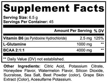 BCAA Post Workout Powder 5000mg Honeydew/Watermelon Flavor with Glutamine 0.64lb Lean Muscle Recovery