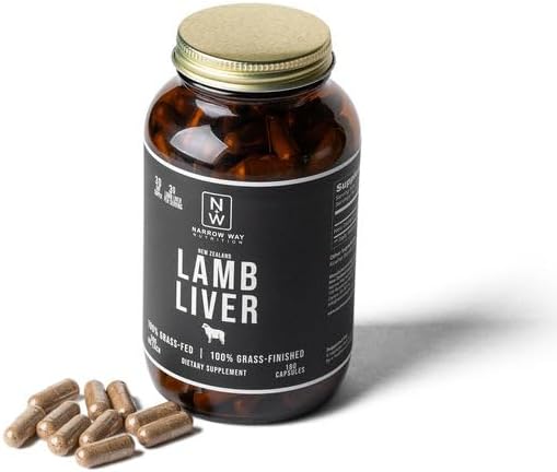 Lamb Liver Regeneratively Raised in New Zealand (180 Capsules) 100% Grass-Fed &amp 100% Grass-Finished 30 Day Supply at 6 Capsules Daily (Kosher Bovine Gelatin Capsules)