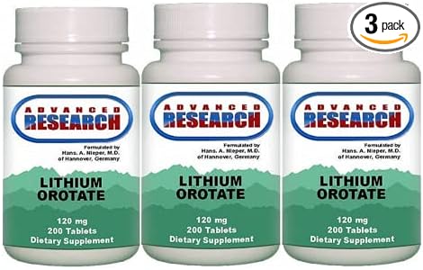 Dr. Hans Nieper Lithium Orotate Tablets 120 mg 3Pack (200 Count Each)